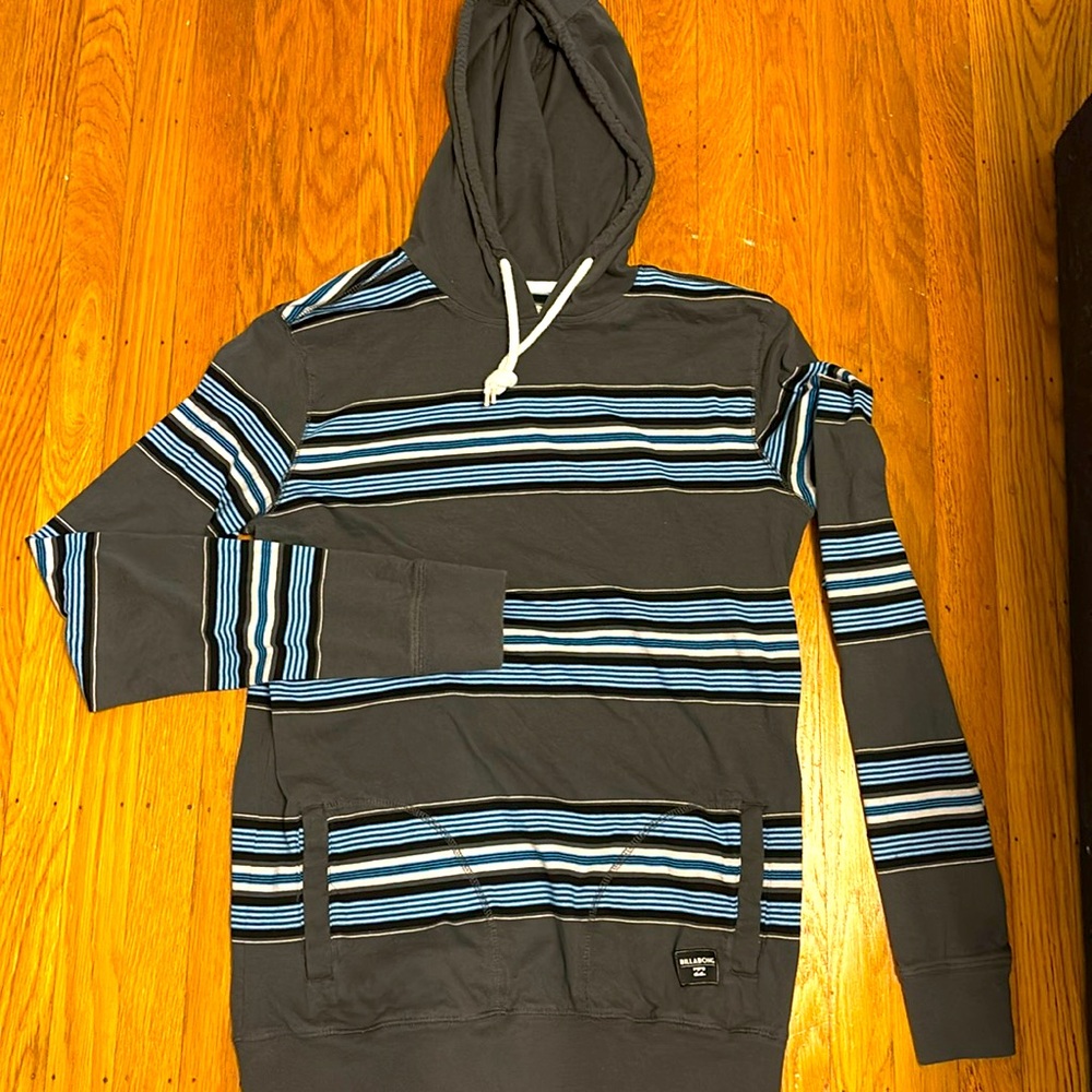 Billabong Sweater Mens L Striped Pullover All Day Hoodie Surfer Rag Skater